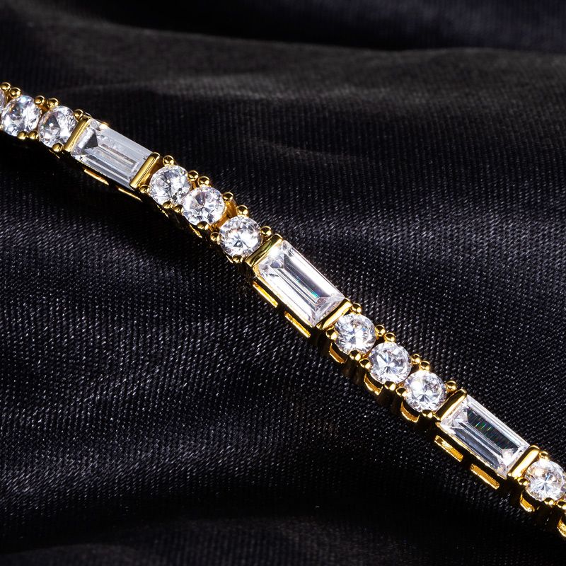 3mm Baguette Cut Stone Tennis Bracelet In White Gold Iced Out - Image 7