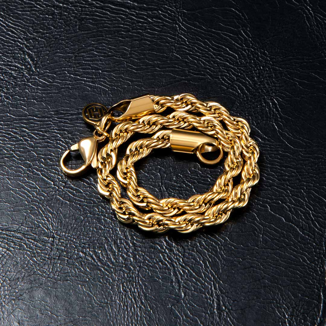 4mm Rope Bracelet In Gold Gold With Bold Statement Appeal - Image 4