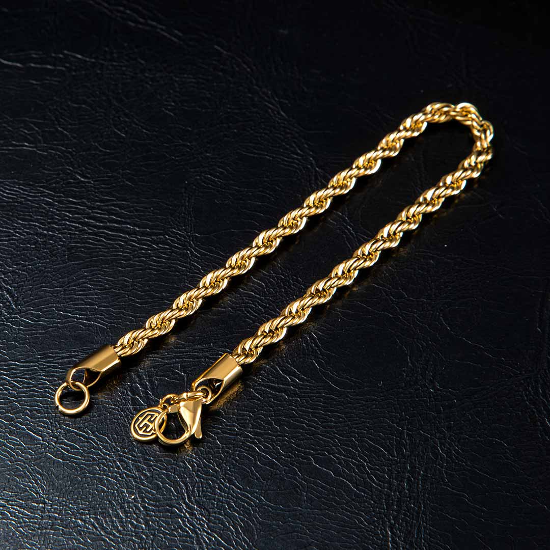 4mm Rope Bracelet In Gold Gold With Bold Statement Appeal - Image 5
