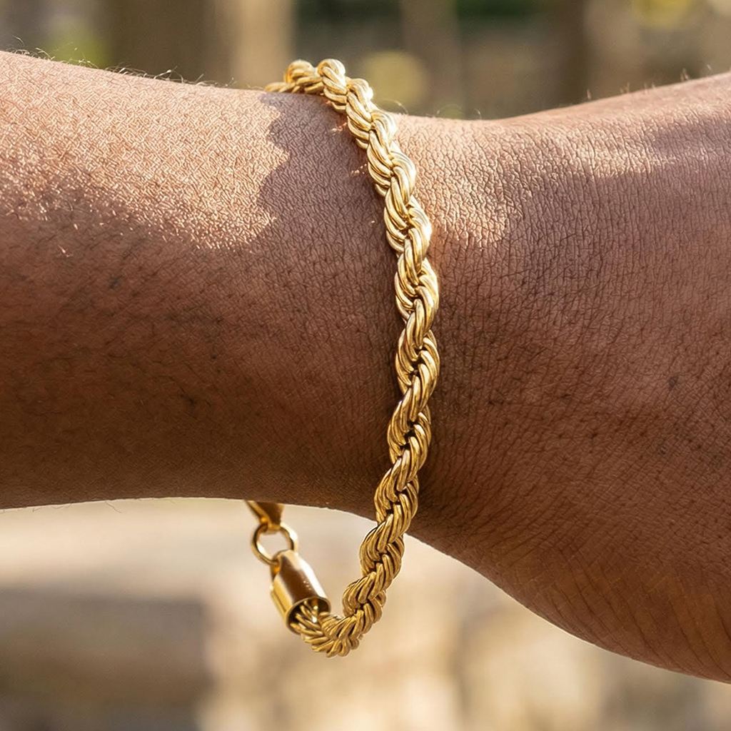 6mm Rope Bracelet In Gold Gold With Bold Statement Appeal - Image 3