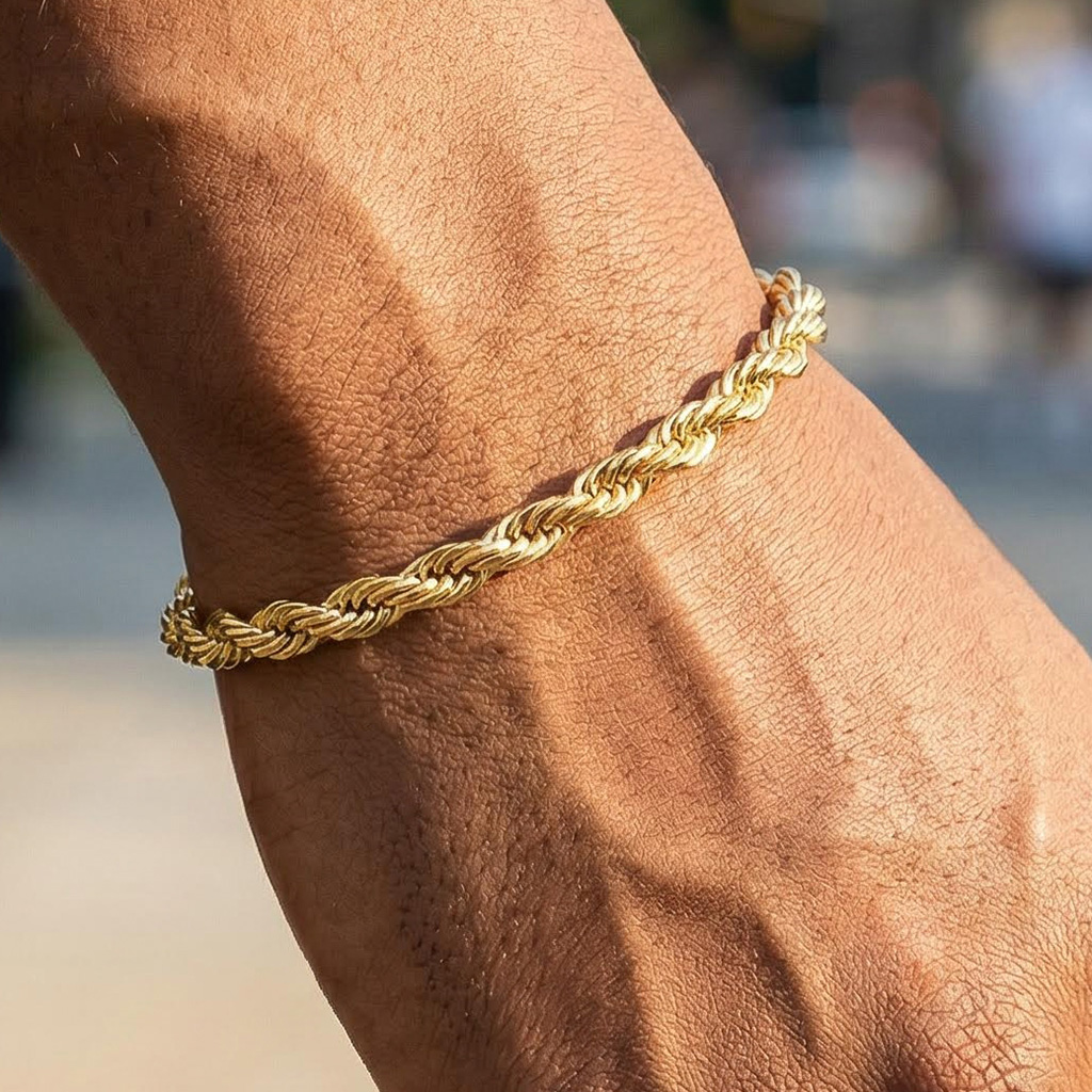 6mm Rope Bracelet In Gold Gold With Bold Statement Appeal - Image 4