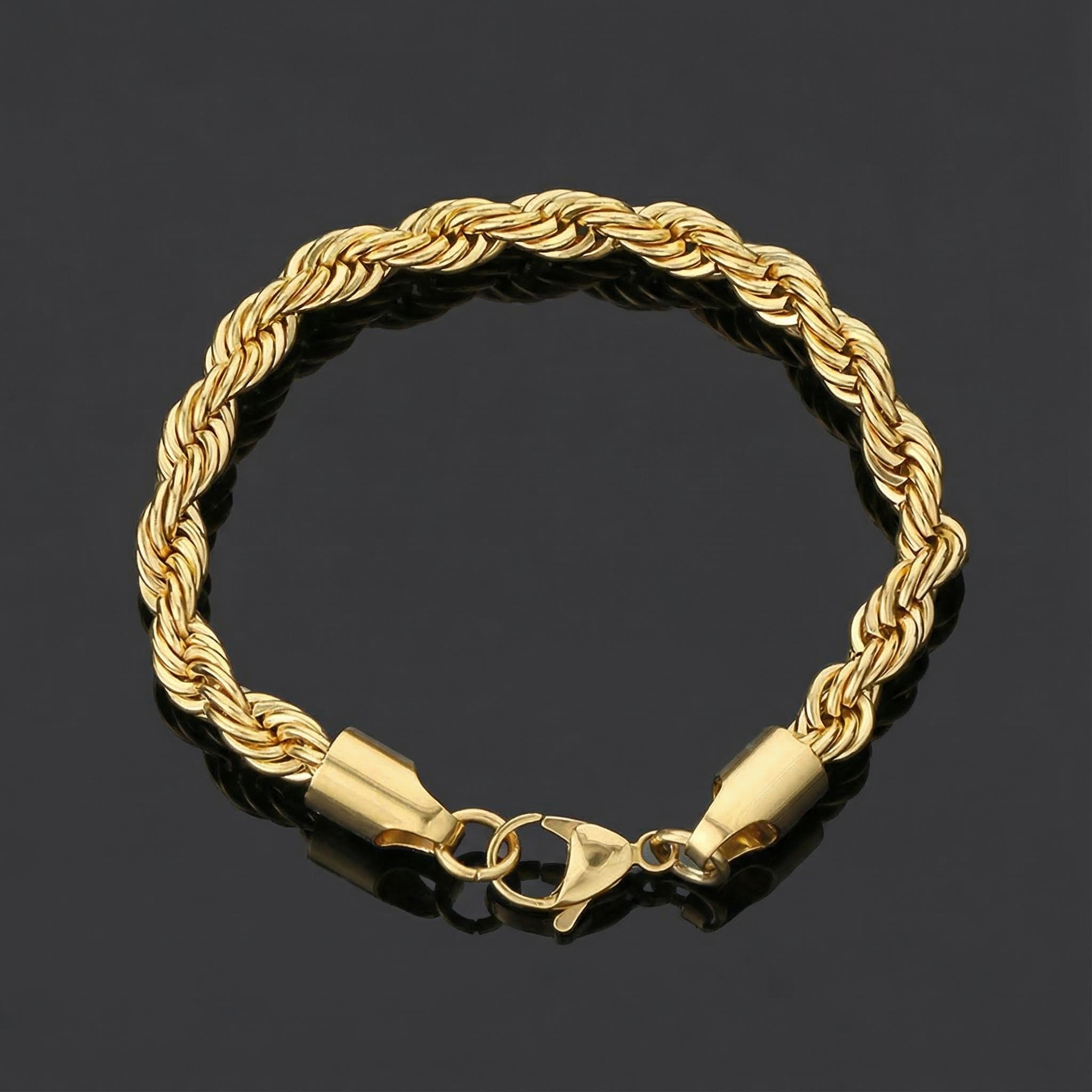 6mm Rope Bracelet In Gold Gold With Bold Statement Appeal - Image 5