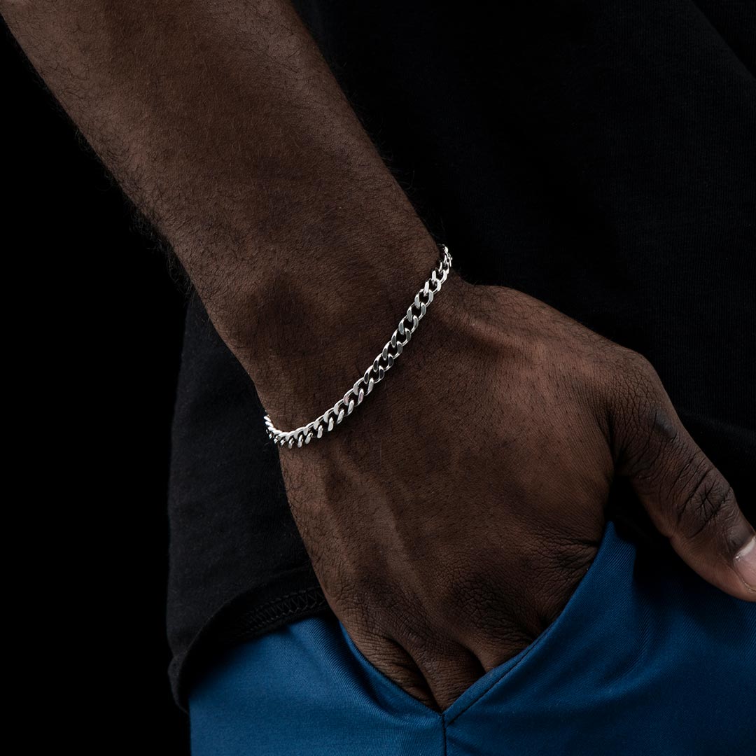 6mm Diamond-cut Stainless Steel Cuban Bracelet With Iced Out Shine - Image 3