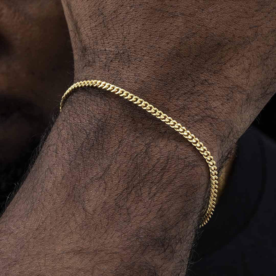2.5mm Diamond-cut Cuban Bracelet In Gold Iced Out Shine With Street Luxury