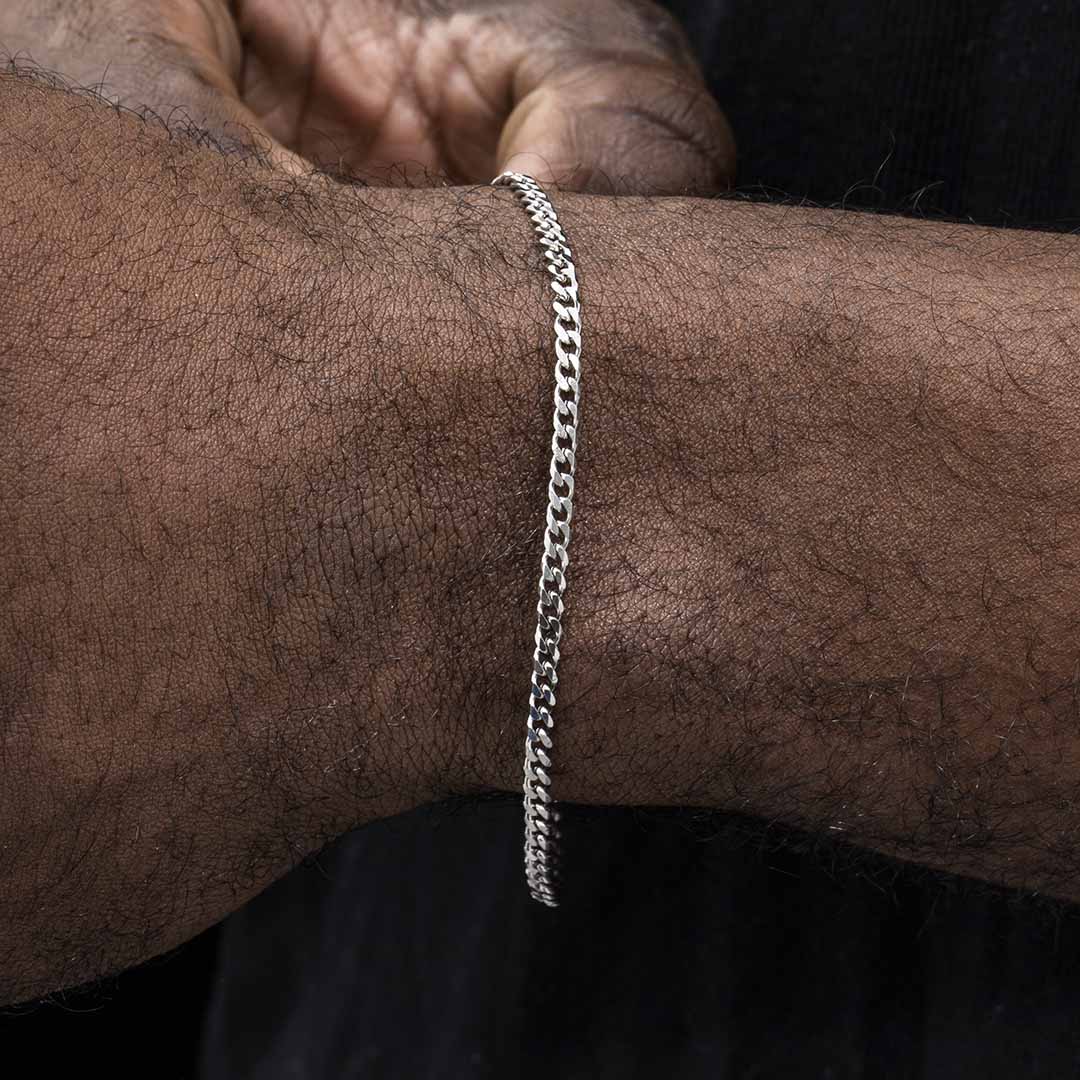 2.5mm Diamond-cut Stainless Steel Cuban Bracelet With Iced Out Shine