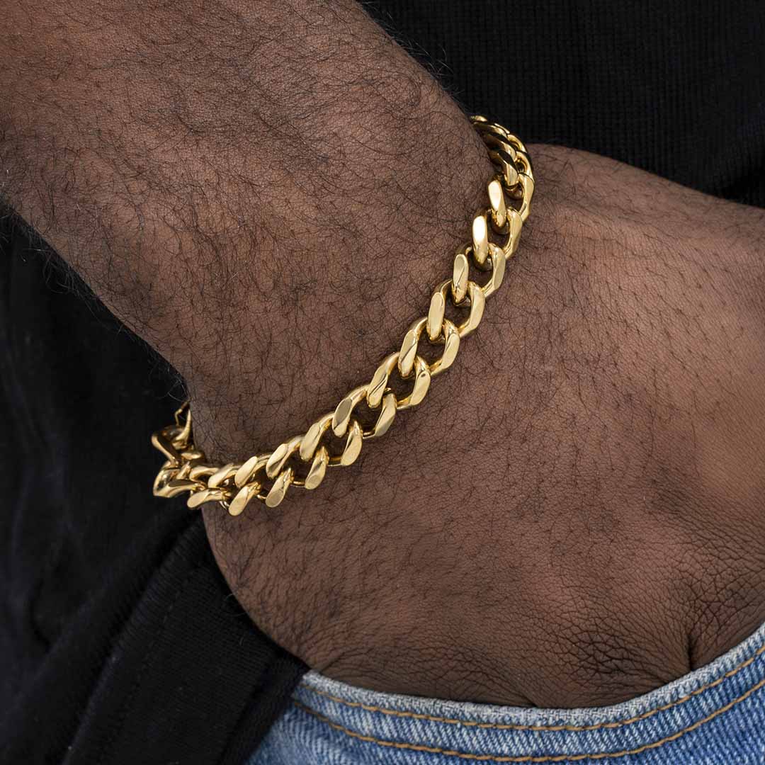 9mm Diamond-cut Cuban Bracelet In Gold Iced Out Shine With Street Luxury