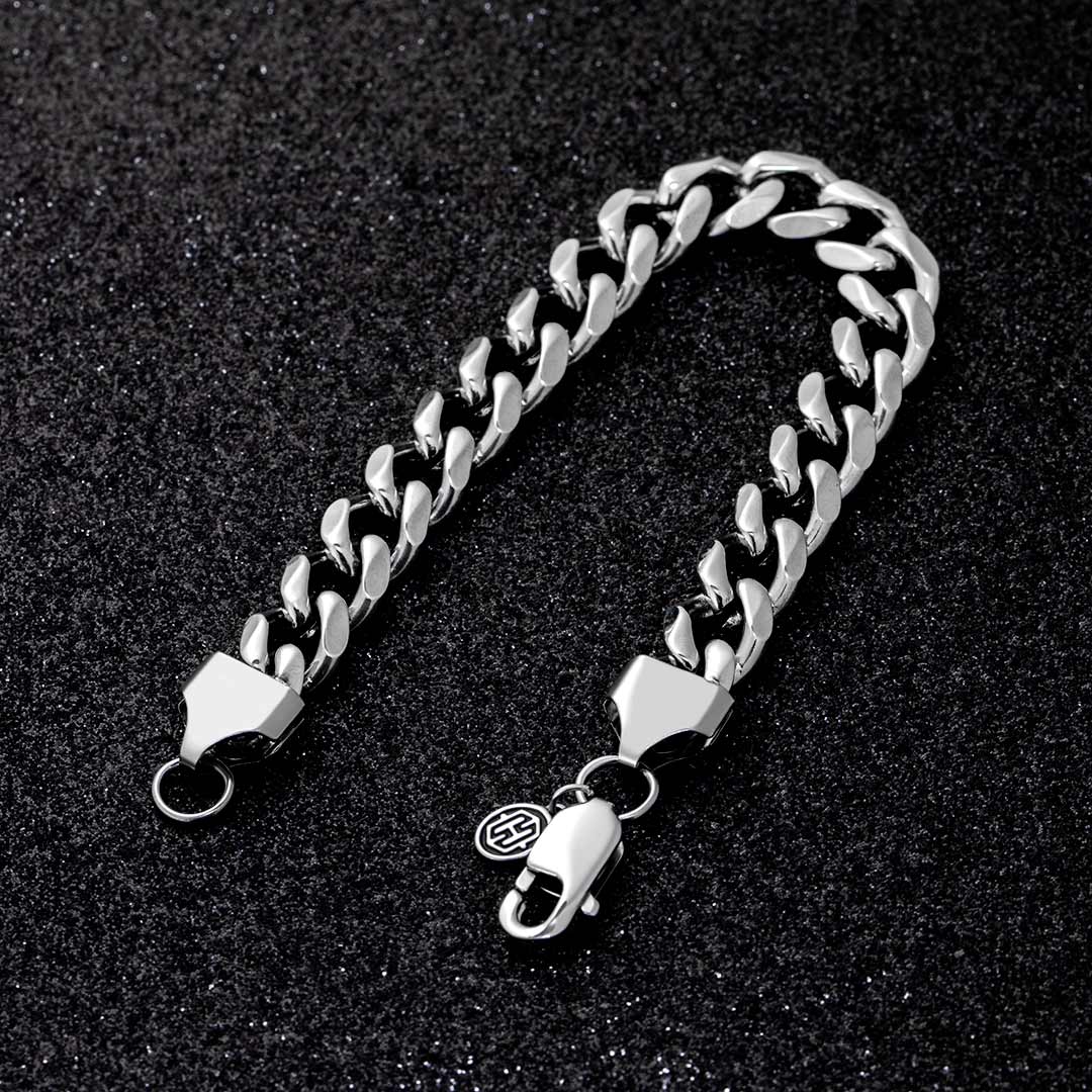 9mm Diamond-cut Stainless Steel Cuban Bracelet With Iced Out Shine - Image 4