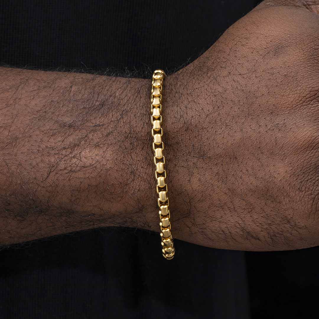 5mm Round Box Bracelet In Gold Gold With Bold Statement Appeal - Image 3