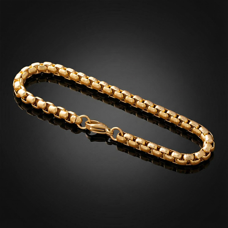 5mm Round Box Bracelet In Gold Gold With Bold Statement Appeal - Image 6