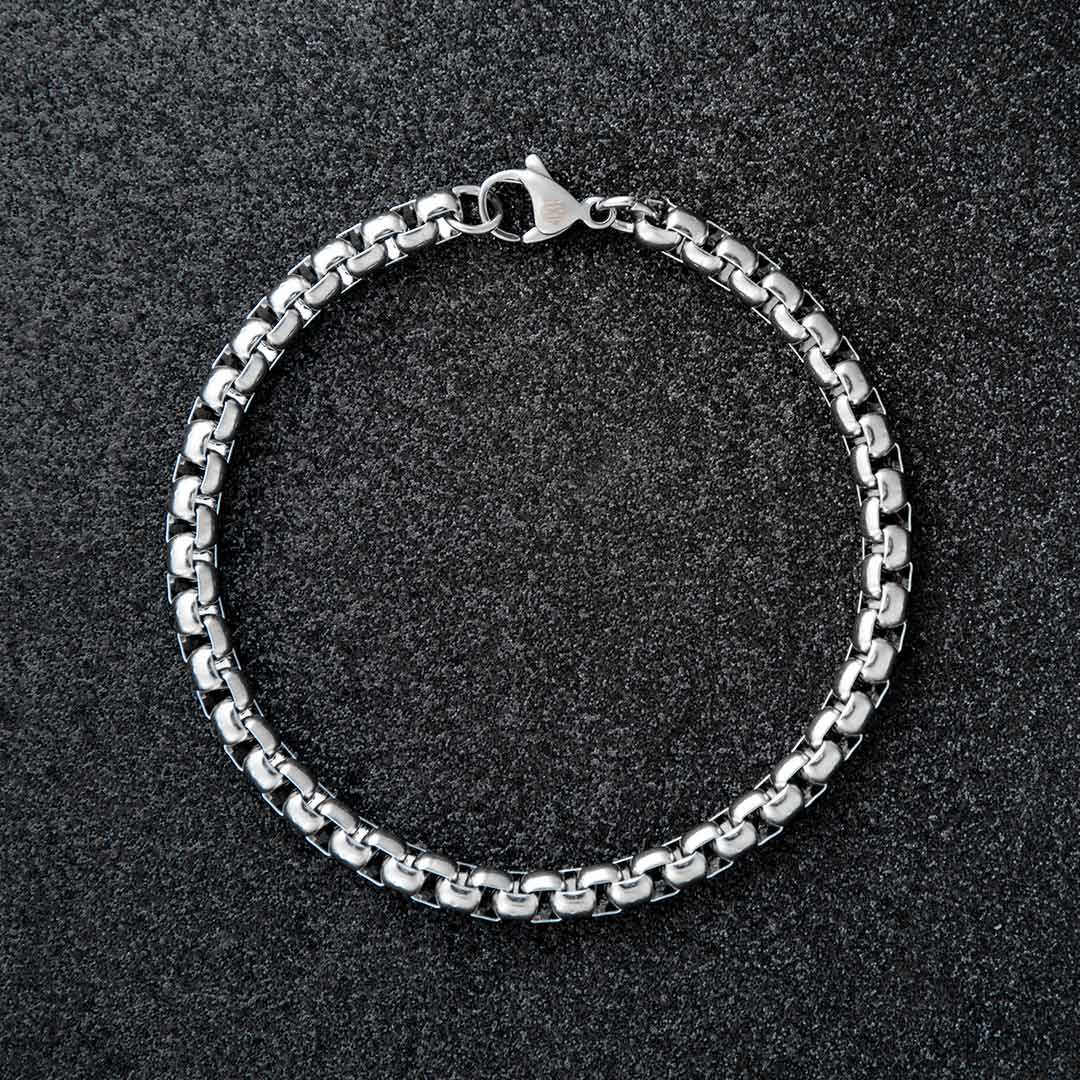 5mm Round Box Stainless Steel Bracelet Silver With Street Luxury Shine - Image 3