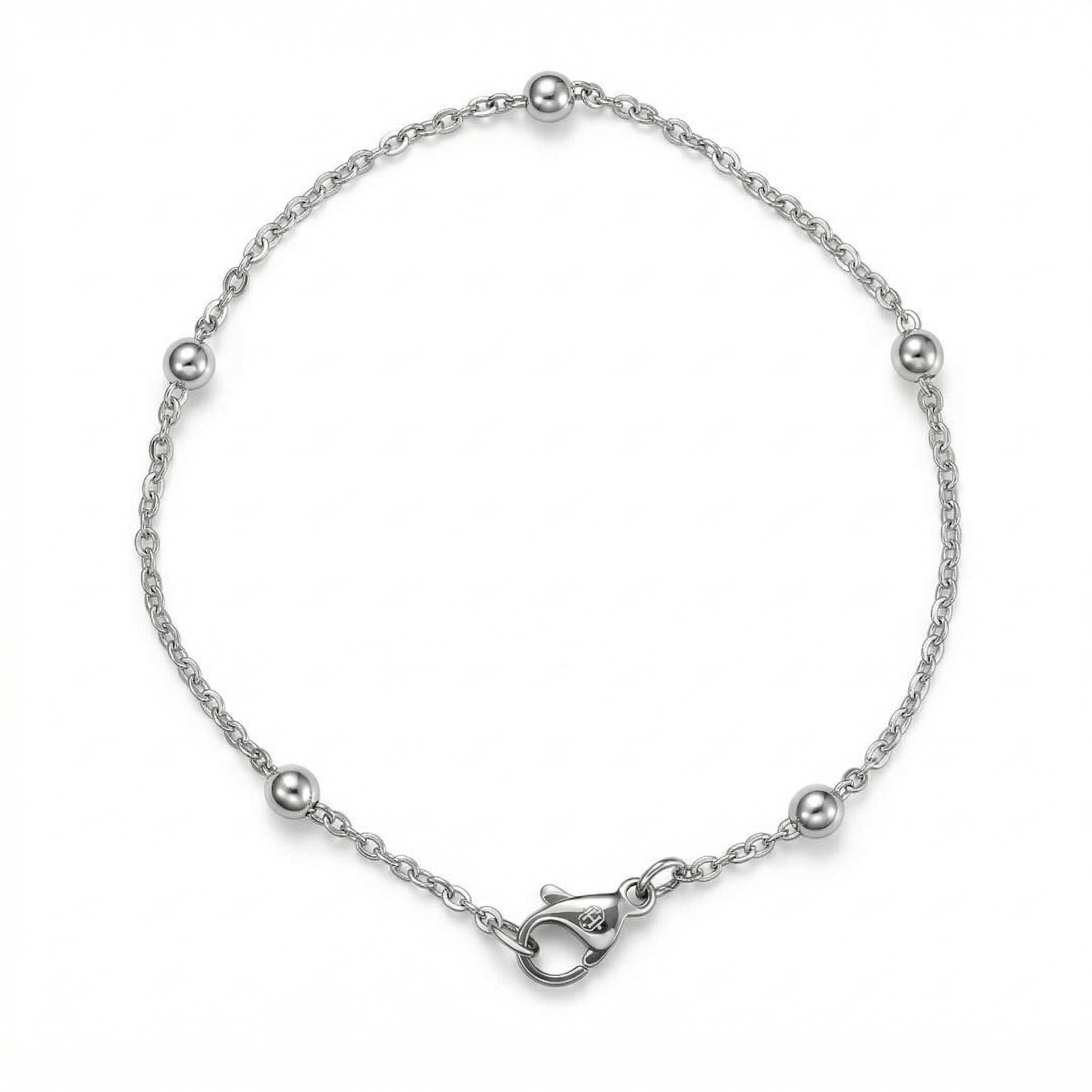 3mm Interval Beads Stainless Steel Bracelet Silver With Street Luxury Shine