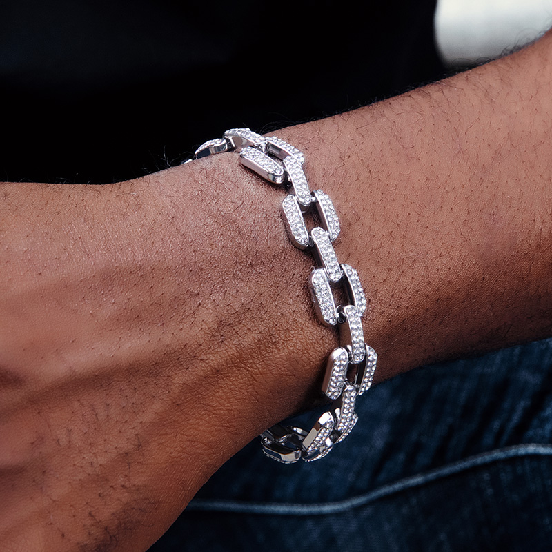 12mm Iced Out Rectangle Bracelet Gold With Street Luxury Shine - Image 3