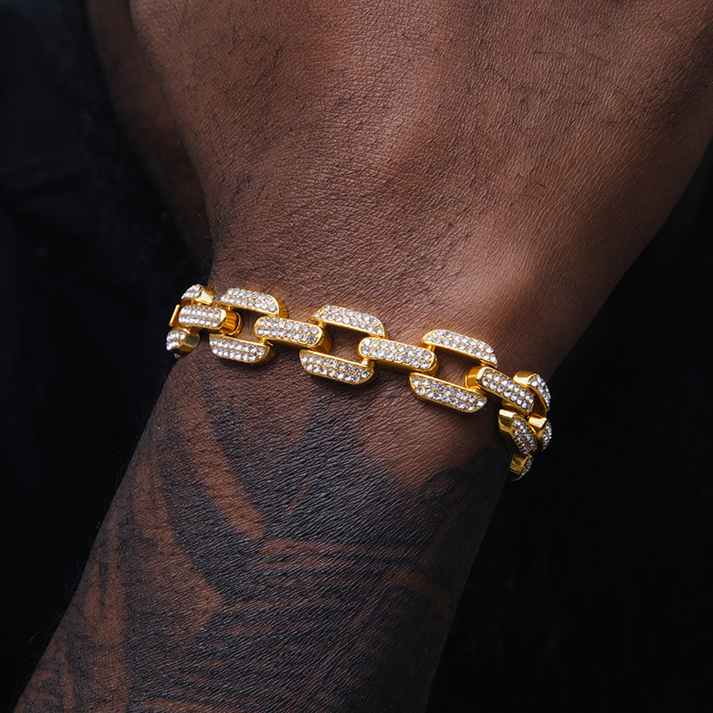 12mm Iced Out Rectangle Bracelet Gold With Street Luxury Shine - Image 4