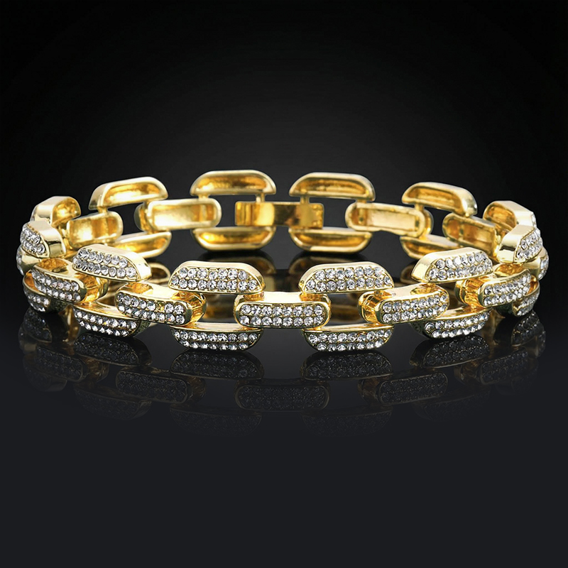 12mm Iced Out Rectangle Bracelet Gold With Street Luxury Shine - Image 5
