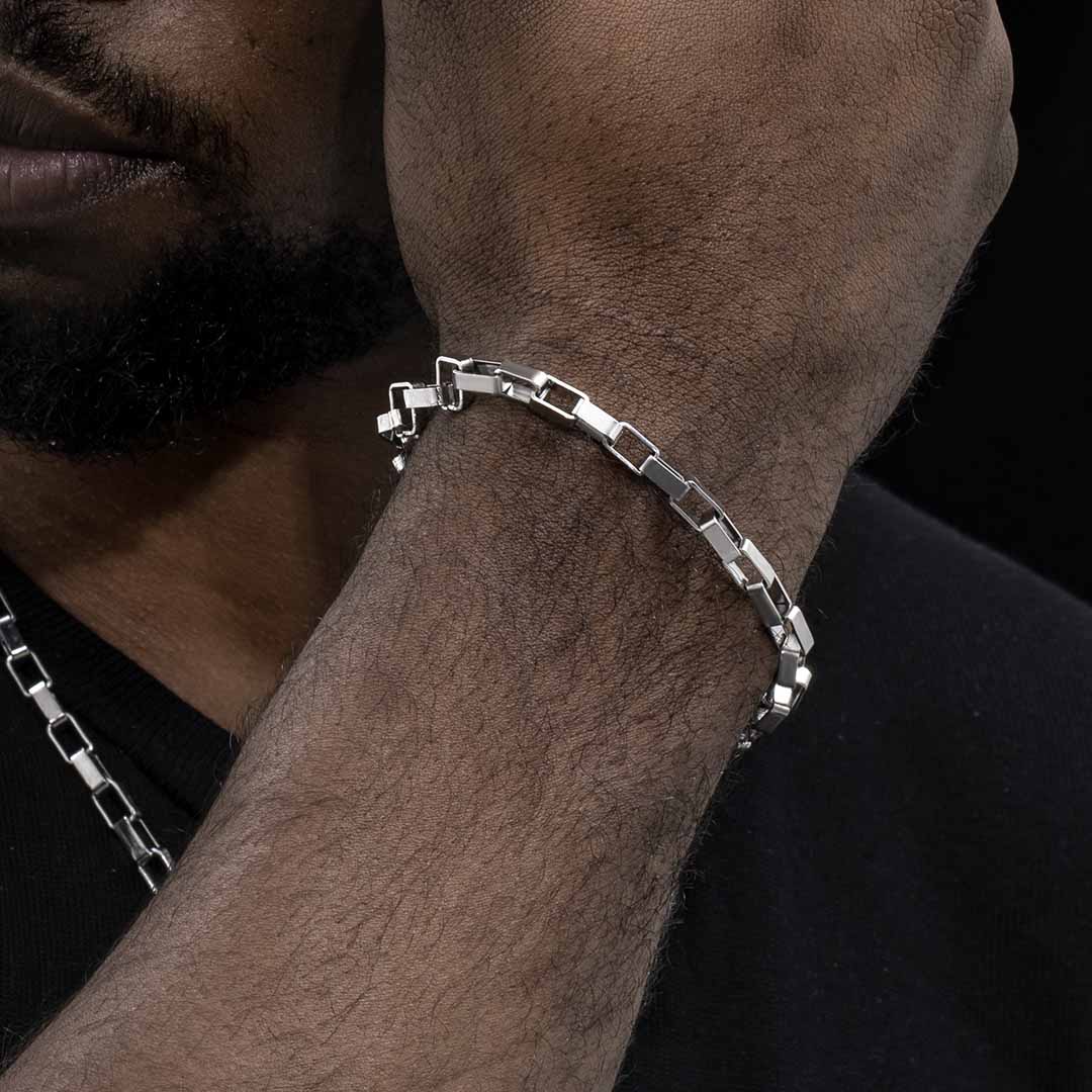 5mm Rectangle Link Bracelet Silver Premium Look Without Heavy Price