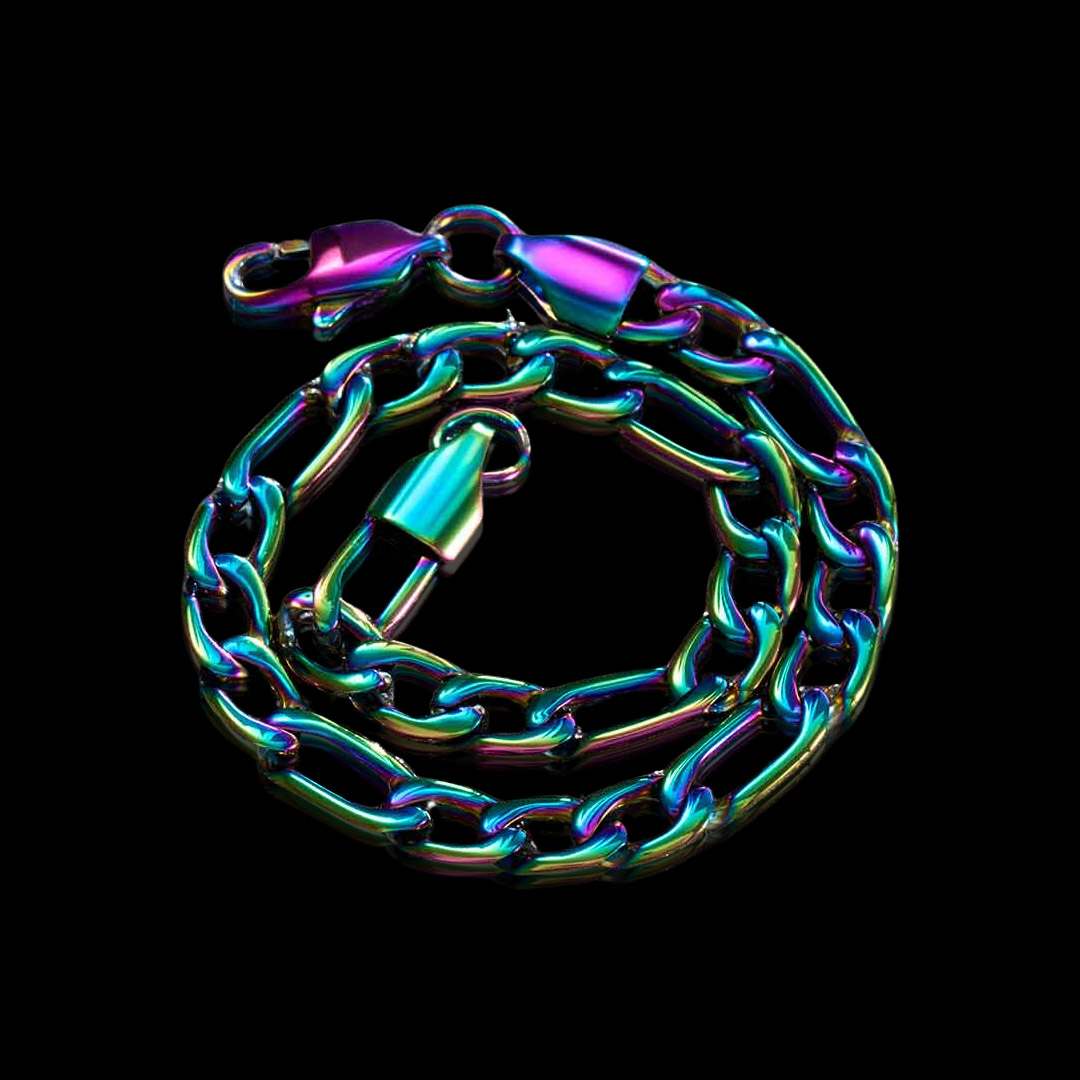 5mm Rainbow Stainless Steel Figaro Bracelet Silver With Street Luxury Shine - Image 3