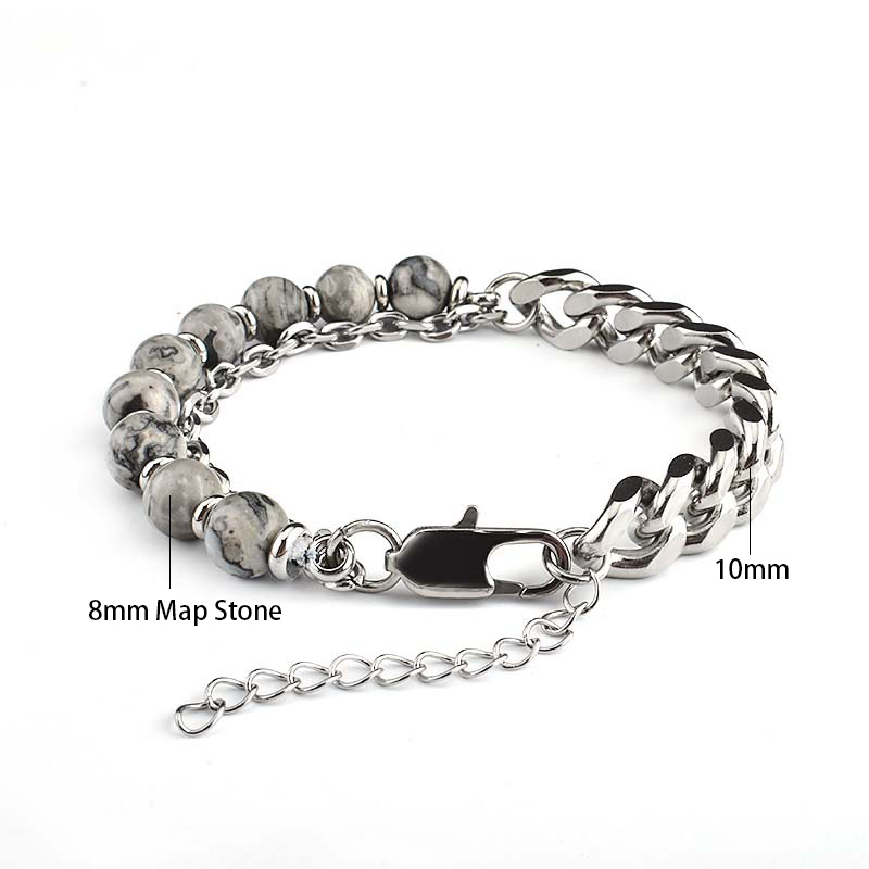 Street Luxury Black Onyx Tiger Eye Stitching Cuban Chain Anxiety Bracelet - Image 4