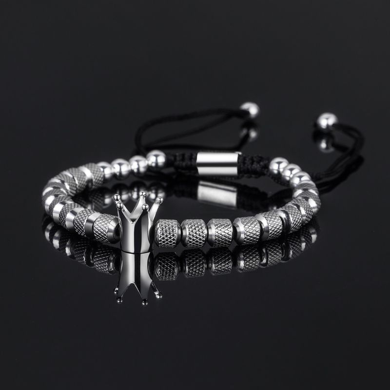 King Crown Beads Adjustable Bracelet Silver With Street Luxury Shine - Image 3