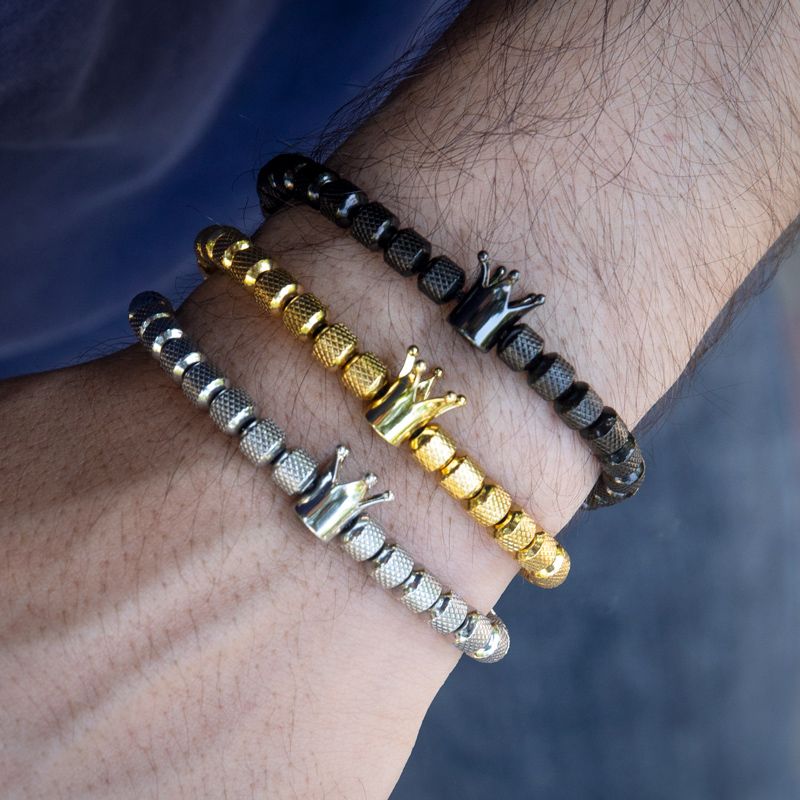 King Crown Beads Adjustable Bracelet Silver With Street Luxury Shine - Image 4