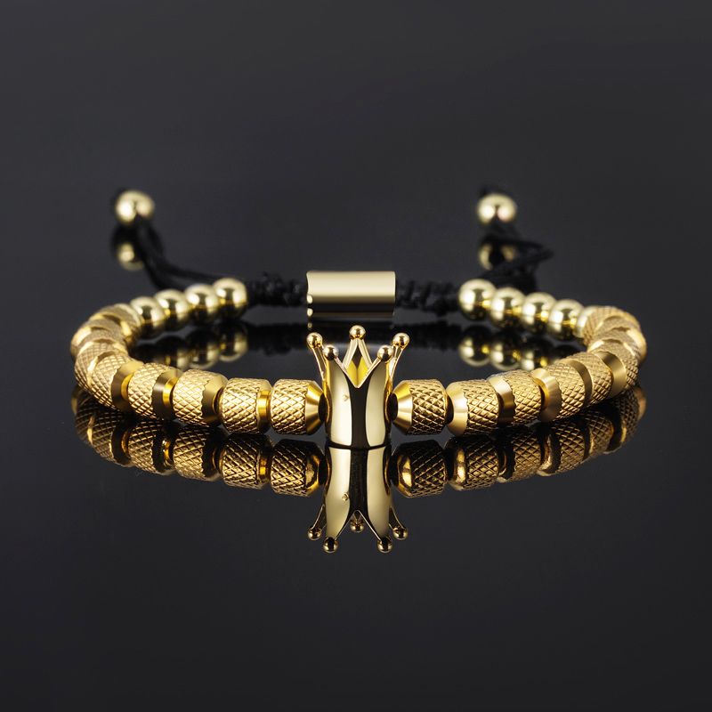 King Crown Beads Adjustable Bracelet Silver With Street Luxury Shine