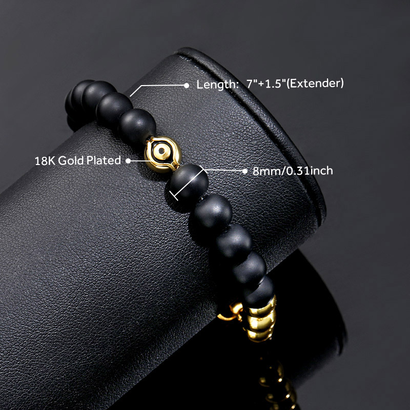 Eye Of Amulet Black Beads Bracelet Bold Statement Style With Street Luxury - Image 3