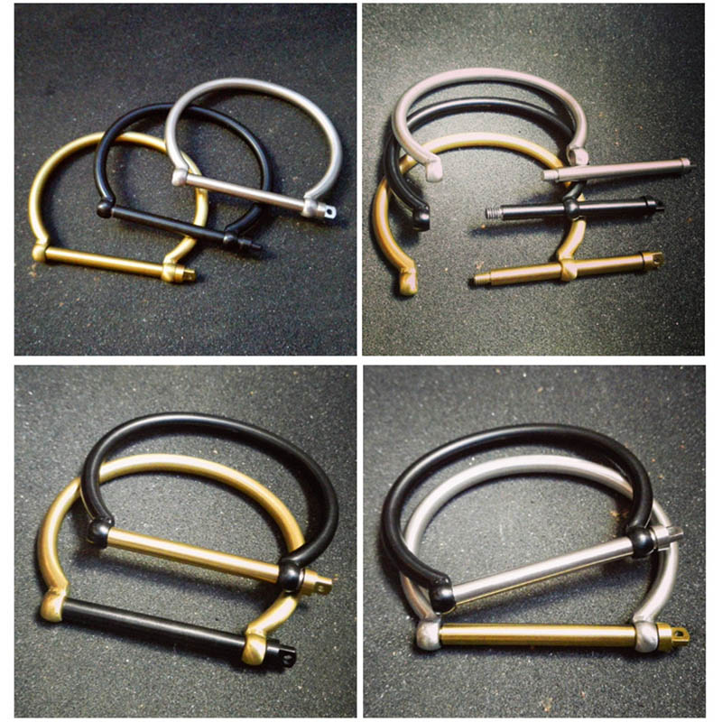 Anchor Hook Horseshoe Titanium Steel Bangle Bracelet Silver - Image 4