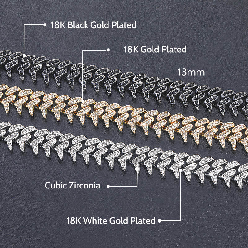 Iced Out 13mm Rivet Spike Thorns Cuban Bracelet With Street Luxury Shine - Image 3