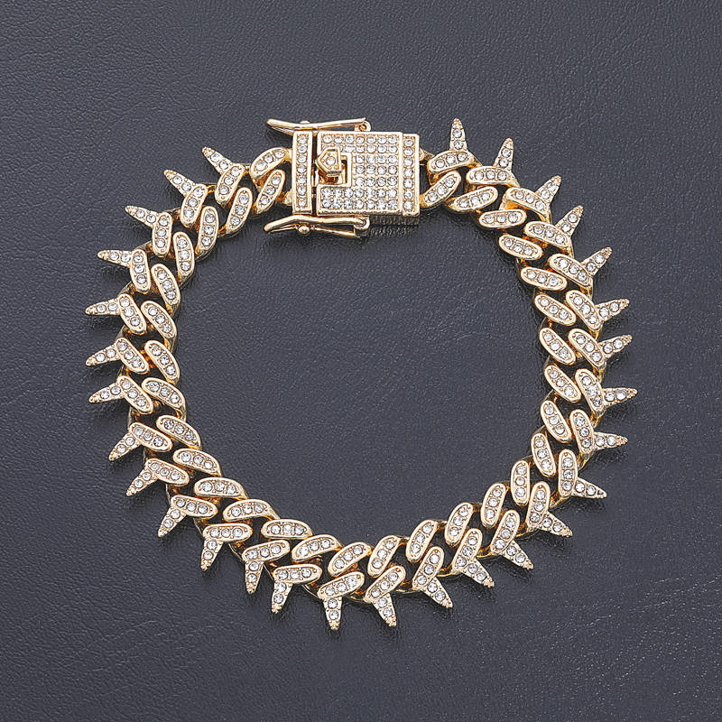 Iced Out 13mm Rivet Spike Thorns Cuban Bracelet With Street Luxury Shine - Image 4