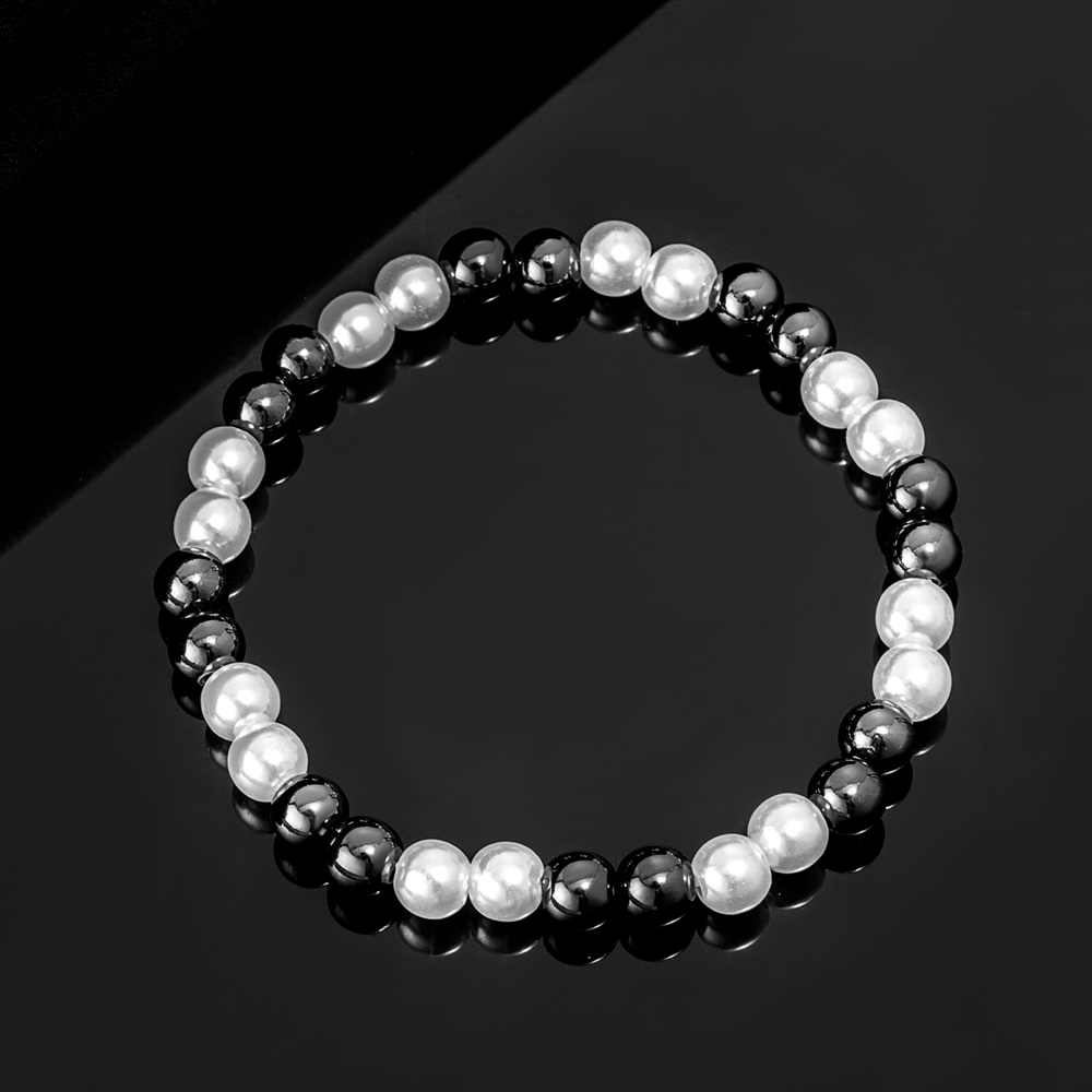 6mm Magnetic Hematite Pearl Stretch Bracelet With Street Luxury Shine - Image 3