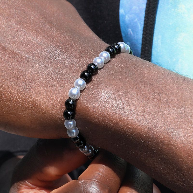 6mm Magnetic Hematite Pearl Stretch Bracelet With Street Luxury Shine