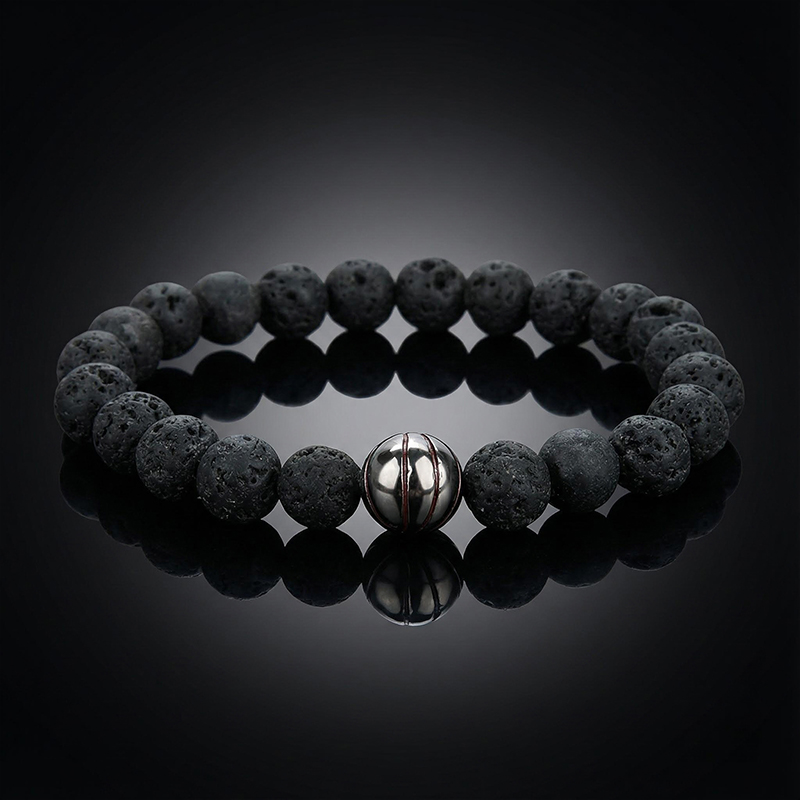 Lava Rock Basketball Beaded Bracelet Made For Street Luxury Energy