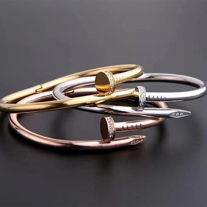 Iced Out Nail Men's Bangle Bracelet Gold With Street Luxury Shine