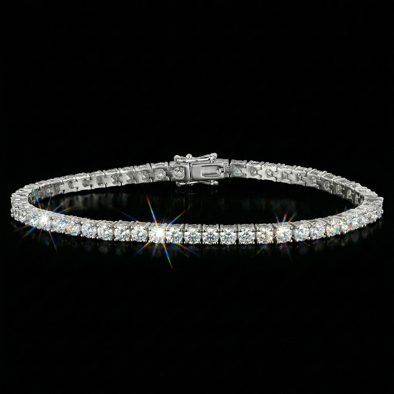 3mm Single Row Tennis Bracelet In White Gold With Iced Out Shine