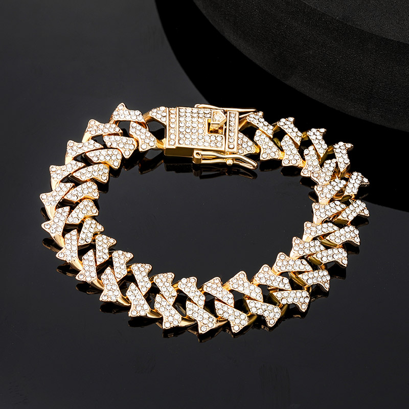 14mm Iced Out Cuban Spiked Bracelet Gold With Street Luxury Shine - Image 3