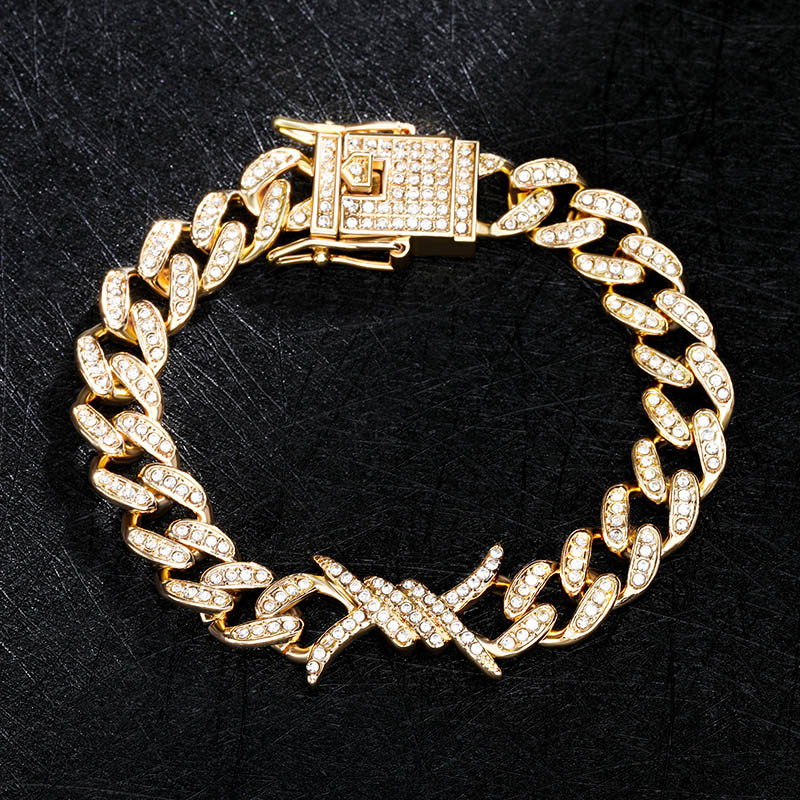 10mm Iced Out Cuban Barb Wire Bracelet Gold With Street Luxury Shine