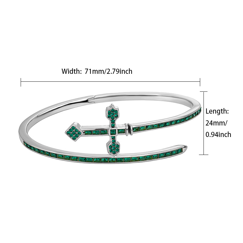 Iced Out Emerald Sword Bangle Bracelet Gold With Street Luxury Shine - Image 4