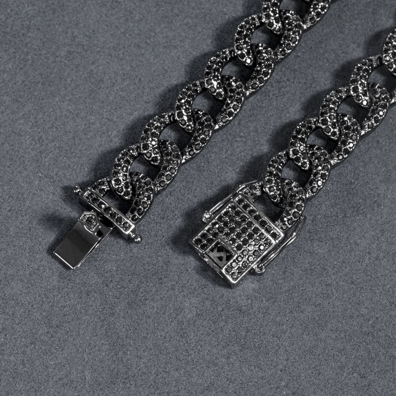 12mm Iced Out Curb Bracelet In Black Gold With Street Luxury Shine - Image 3