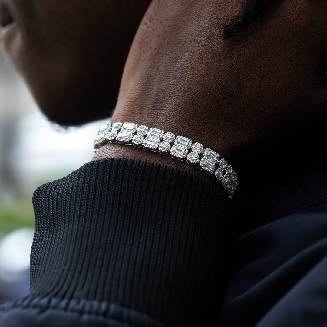Iced Out Baguette Double Row Tennis Bracelet Gold With Street Luxury Shine - Image 3