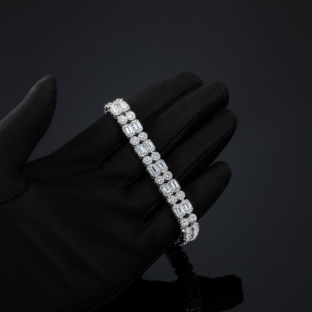 Iced Out Baguette Double Row Tennis Bracelet Gold With Street Luxury Shine - Image 4