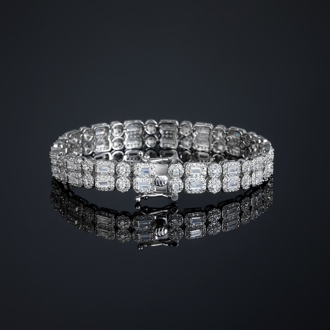 Iced Out Baguette Double Row Tennis Bracelet Gold With Street Luxury Shine - Image 5