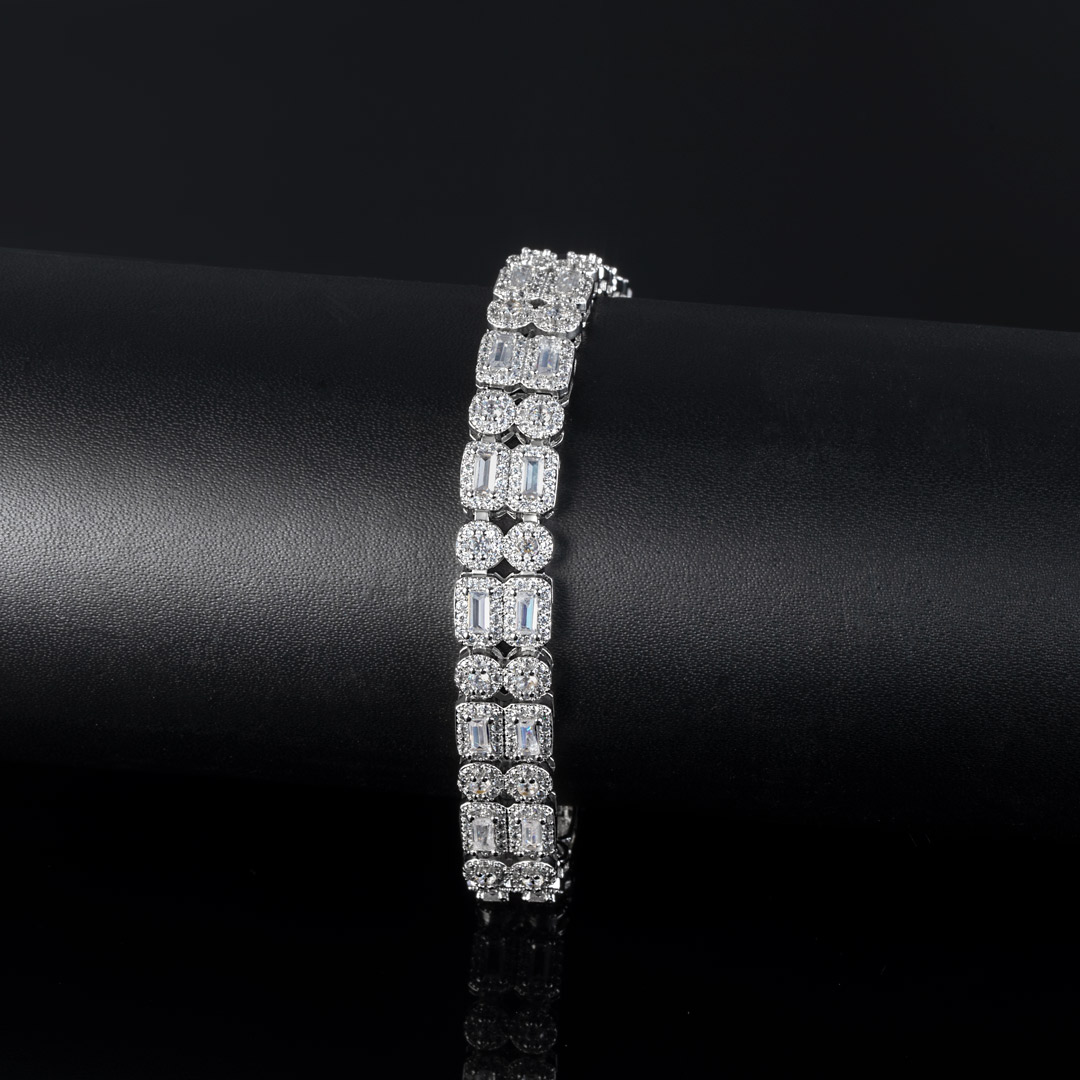 Iced Out Baguette Double Row Tennis Bracelet Gold With Street Luxury Shine
