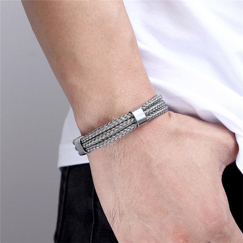 Stainless Steel Wire Magnetic Bracelet Silver With Street Luxury Shine - Image 3