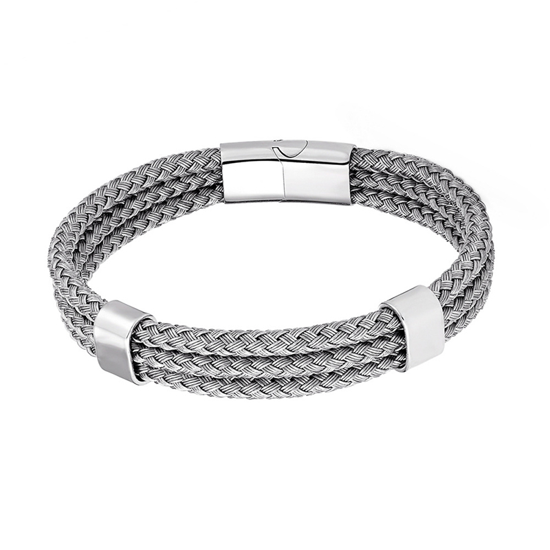 Stainless Steel Wire Magnetic Bracelet Silver With Street Luxury Shine - Image 4