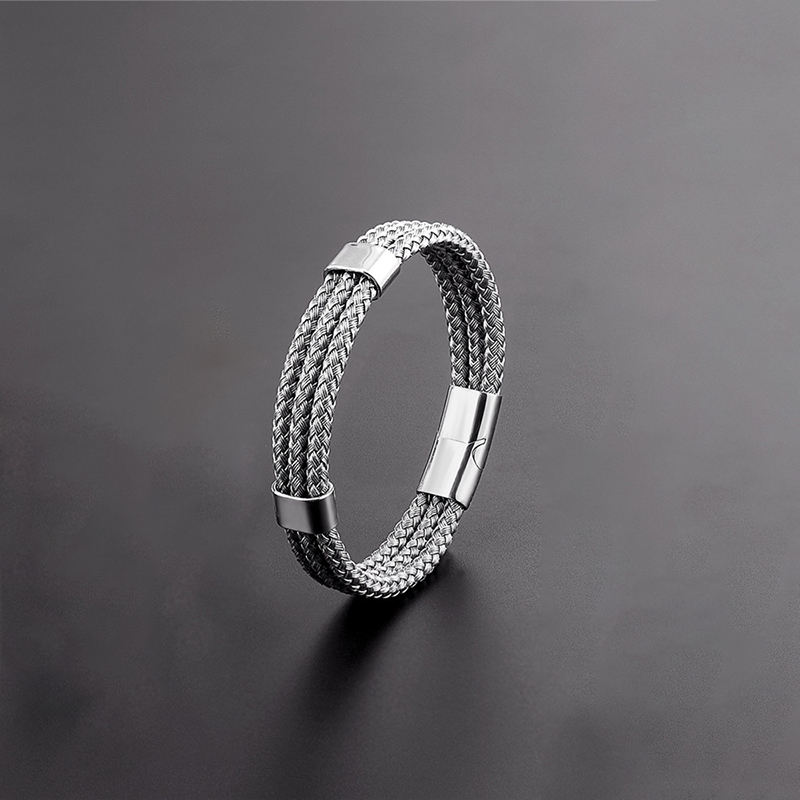 Stainless Steel Wire Magnetic Bracelet Silver With Street Luxury Shine - Image 5