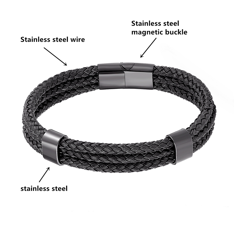 Stainless Steel Wire Magnetic Bracelet Silver With Street Luxury Shine - Image 6