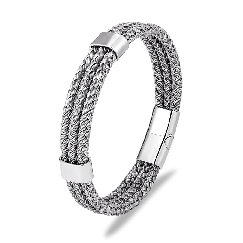 Stainless Steel Wire Magnetic Bracelet Silver With Street Luxury Shine