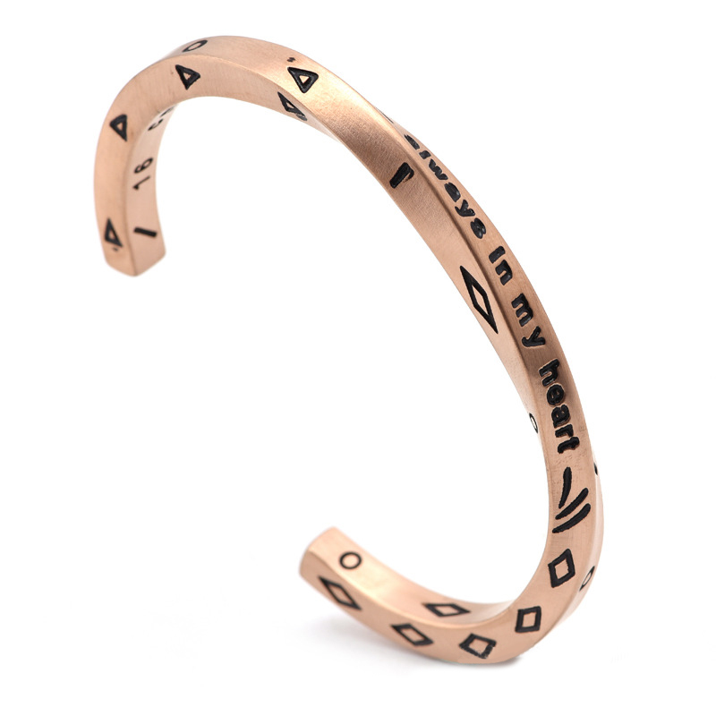 Always In My Heart Open Bangle Bracelet With Bold Statement Appeal - Image 3