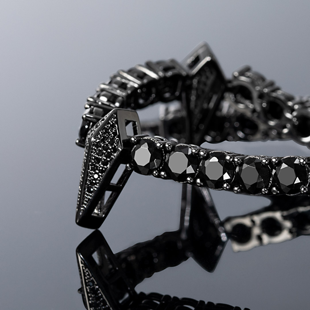 5mm Fight Tooth And Claw Tennis Bracelet In Black Gold Iced Out - Image 4