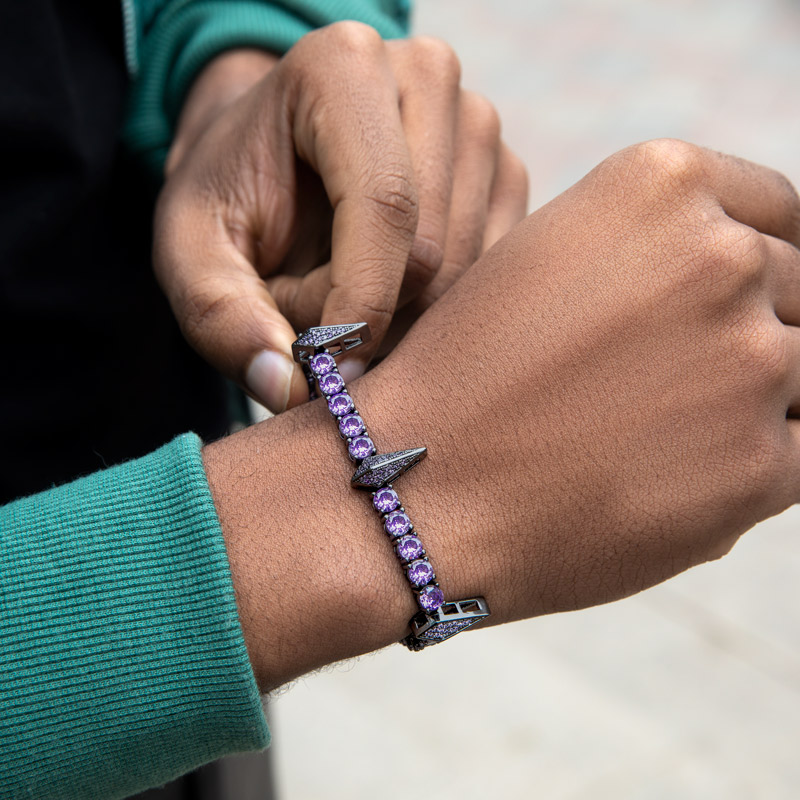 5mm Purple Fight Tooth And Claw Tennis Bracelet In Black Gold Iced Out - Image 3