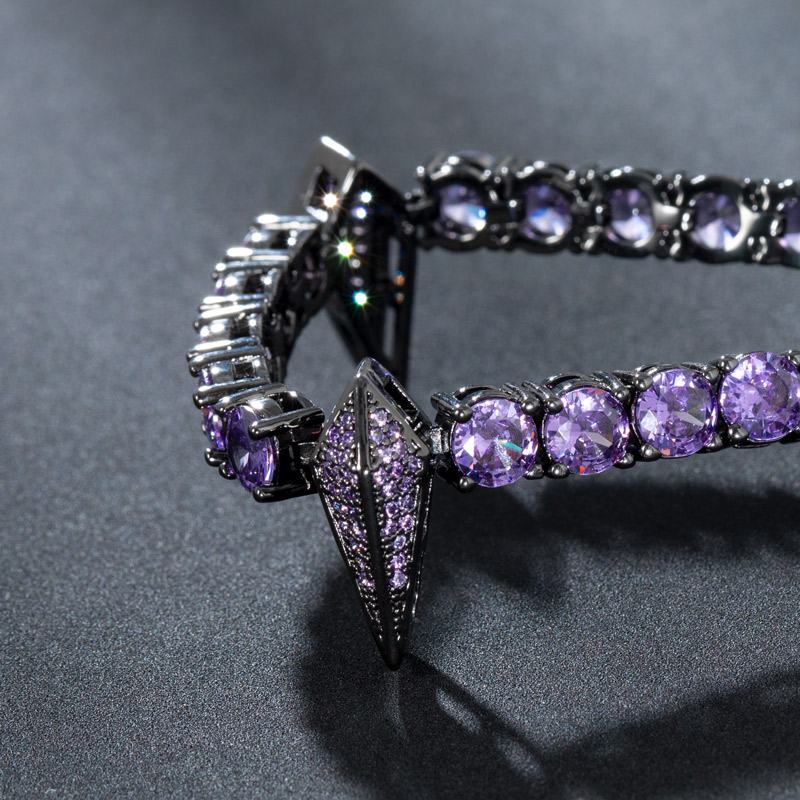 5mm Purple Fight Tooth And Claw Tennis Bracelet In Black Gold Iced Out - Image 4
